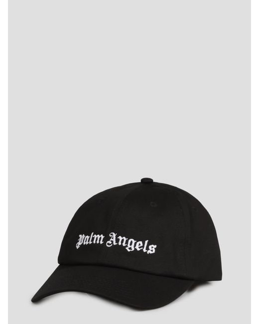Black Mens Hats Palm Angels Hats Palm Angels Cotton Classic Logo Baseball Cap in Black White for Men 