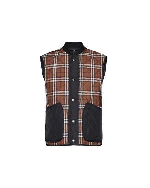 Burberry Multicolor Brown Polyester Sleeveless Jacket for men