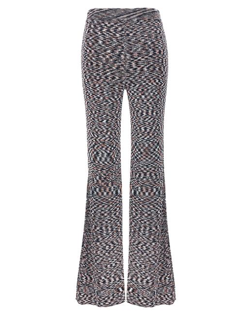 Missoni Gray Intricate Patterned Trousers With Flared Leg Design