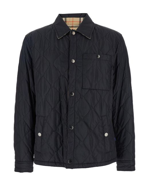 Burberry Black Quilted Jacket With Reversible Design for men
