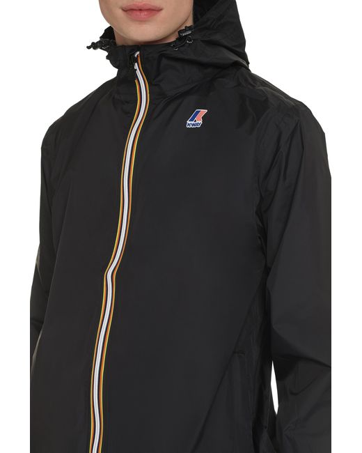 K-Way Blue Claude Hooded Nylon Jacket Polyamide Raincoats for men