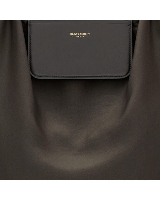 Saint Laurent Brown Clutch Bag Foldable Silk Satin And Leather Shoulder for men