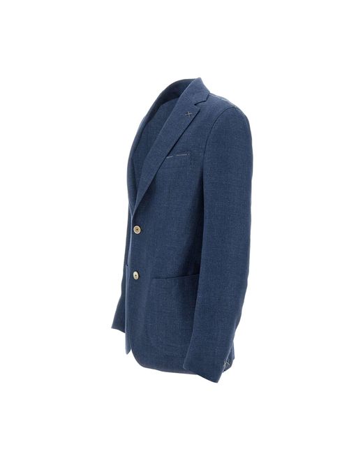 Eleventy Blue Linen, Wool And Silk Blazer for men