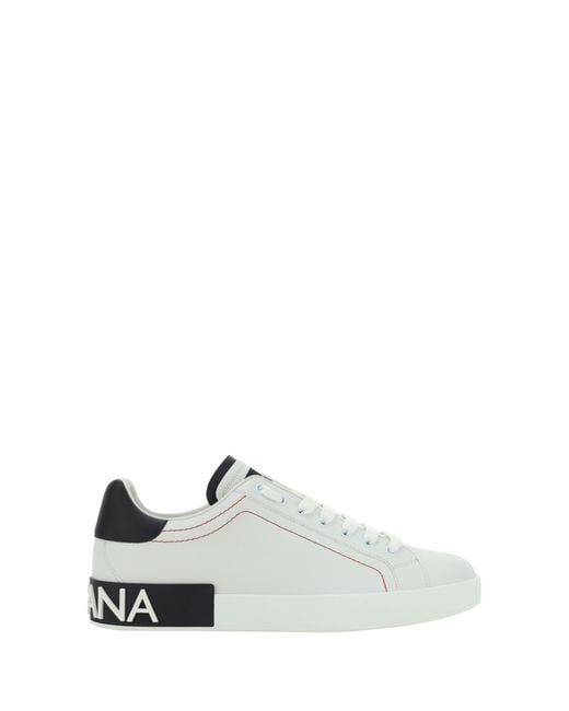 Dolce & Gabbana White Leather Sneakers- Calf Trainers for men