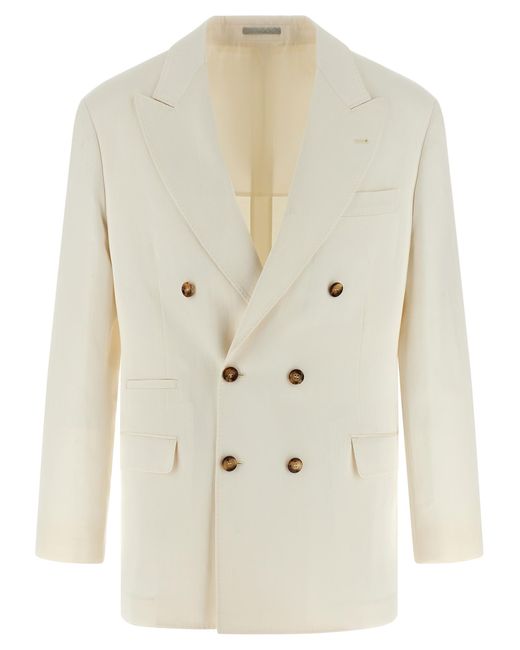 Brunello Cucinelli Natural Silk Blazer Clothing for men