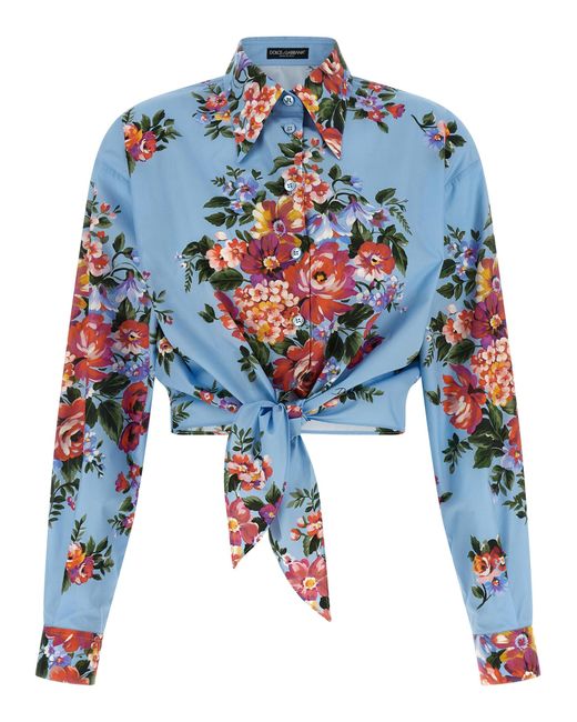 Dolce & Gabbana Blue Mazzo Di Fiori Shirt