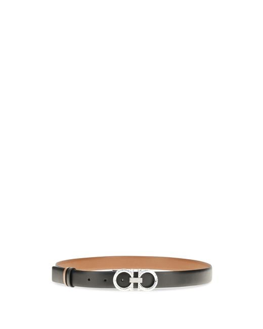 Ferragamo White Reversible And Adjustable Gancini Belt Calf Leather Bos Taurus E Braces