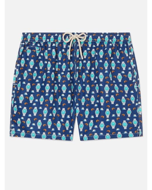 Mc2 Saint Barth Blue Lighting Micro Swim Shorts With Breakfast Watch Print Swimshort for men