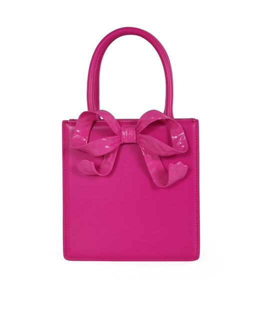 Self-Portrait Yellow Bow Mini Tote Bag in Pink | Lyst