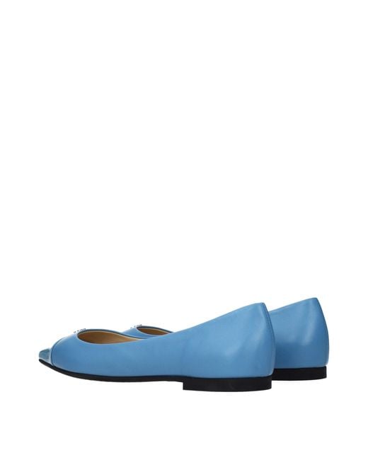 Jimmy Choo Blue Leni Ballerina Shoes Celeste Leather