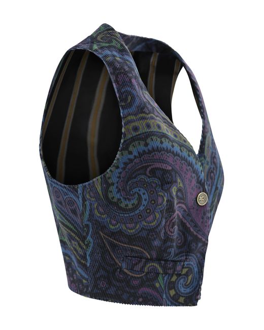 Etro Blue Velvet Waistcoat