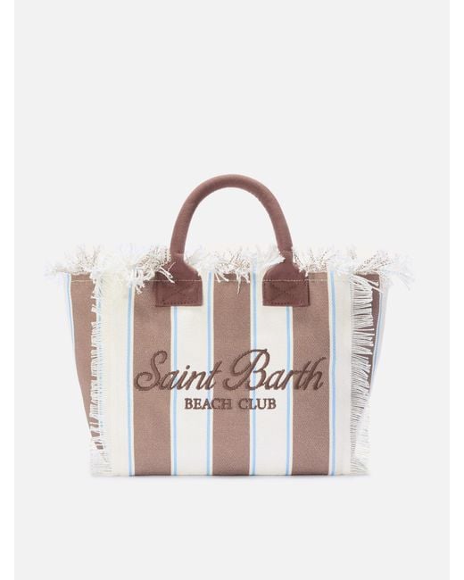 Mc2 Saint Barth Pink Colette Canvas Bag With Stripes And Embroidered Logo for men