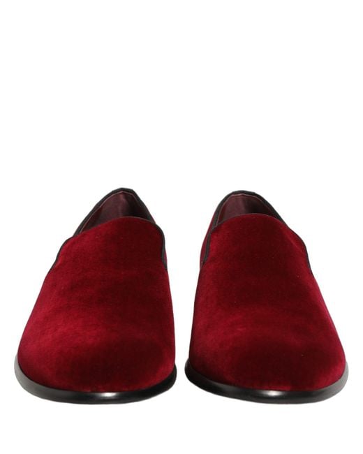 Dolce & Gabbana Purple Velvet Slip On Dress Loafers Shoes Cotton for men