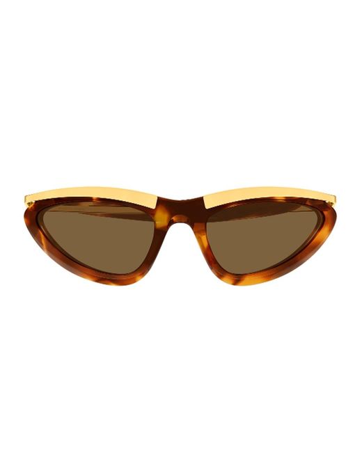 Bottega Veneta Brown Bv1477S 003 Linea Signature Icon Acetato/Metallo Sunglasses