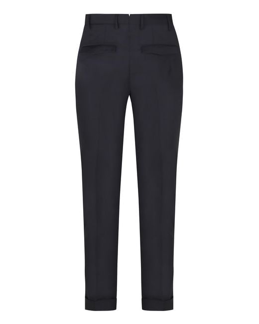 PT Torino Blue Wool Blend Trousers Chinos for men