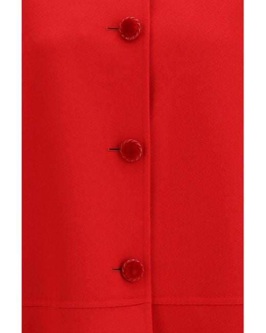 Valentino Red Single-Breasted Compact Drap Coat