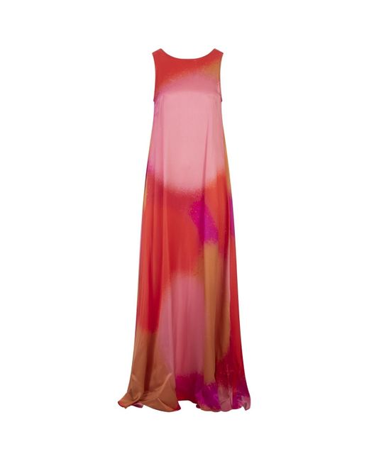 Gianluca Capannolo Red Shaded Long Sleeveless Dress