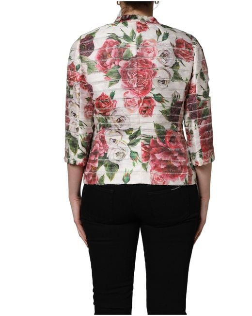Dolce & Gabbana Black Multicolor Peony Print Polyester Coat Jacket