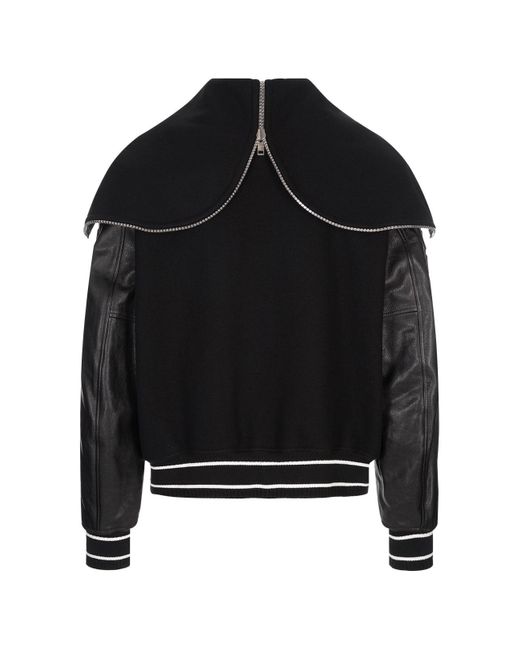 Givenchy Black Wool And Leather Hooded Bomber Jacket for men