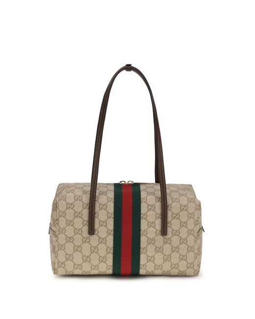 Gucci Brown Shoulder Bag Boston Melrose Coated Fabric Handbags