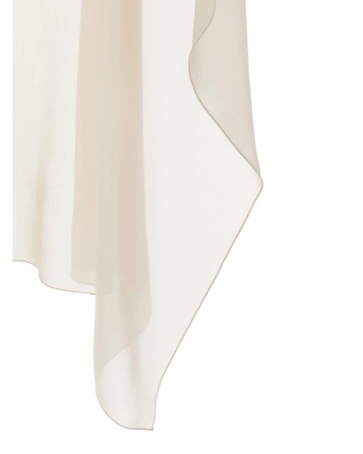 Antonelli White Herve Top With Boat Neckline And Semi Sheer Design
