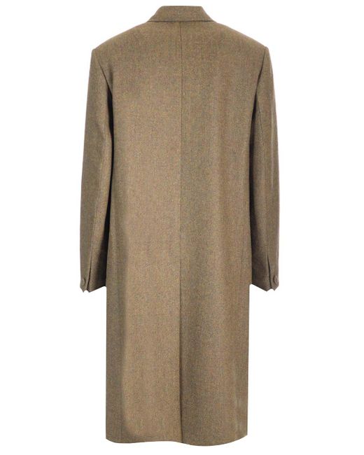 Givenchy Natural Long Double-breasted Herringbone Coat for men