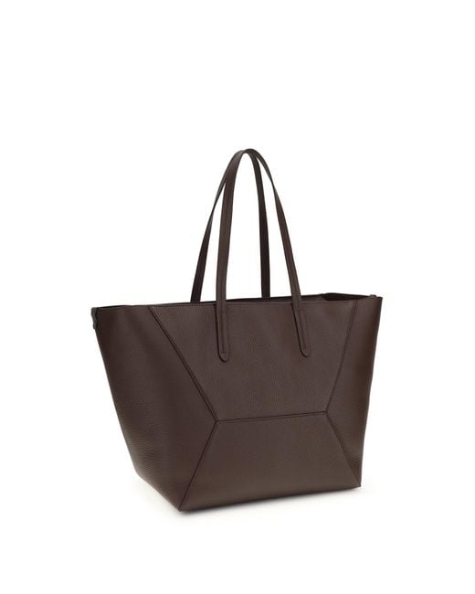Brunello Cucinelli Brown Leather Tote Bag Calf Bos Taurus Shoulder