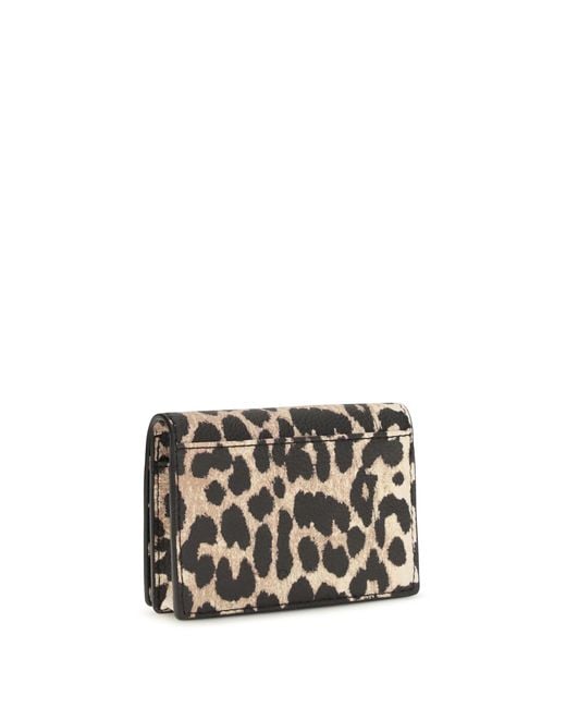 Ganni White Bou Animal Print Card Holder Wallet
