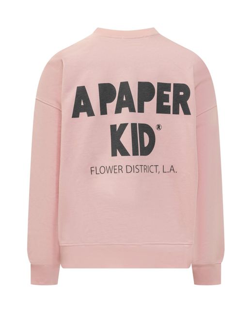 A PAPER KID Pink Oversize Sweatshirt With Print