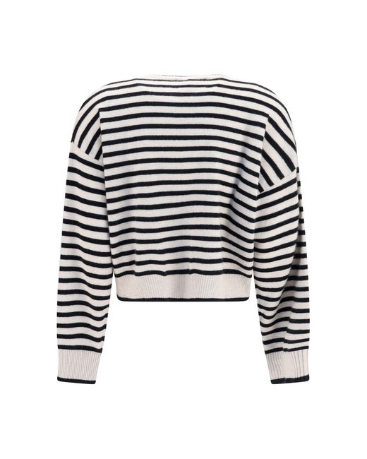 Lisa Yang Black Marit Striped Cardigan Kashmir/Capra Hircus