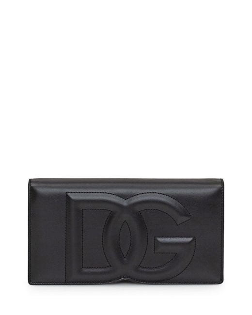 Dolce & Gabbana Gray Leather Phone Bag With Logo
