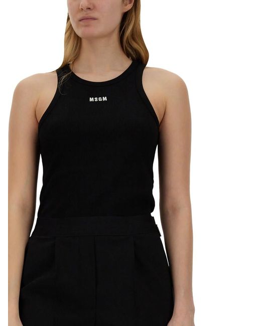 MSGM Black Tops With Logo