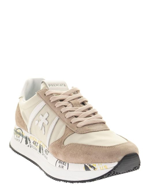 Premiata Suede Tris 5404 - Sneakers in Beige (Natural) - Lyst