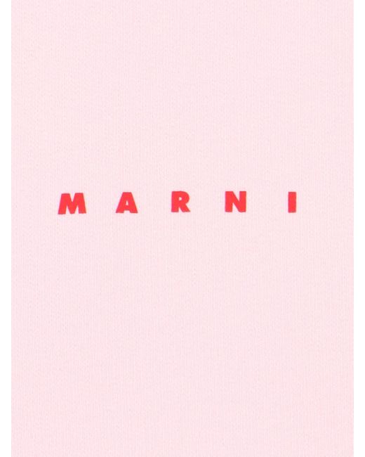 Marni Pink Logo Hoodie for men