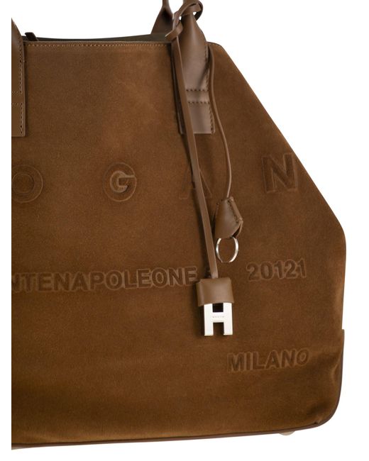 Hogan Brown Medium Script Shopping Bag