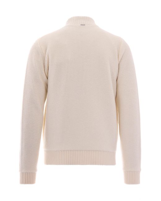 Herno Pink Full Zip Rib-Knit Wool Sweater for men