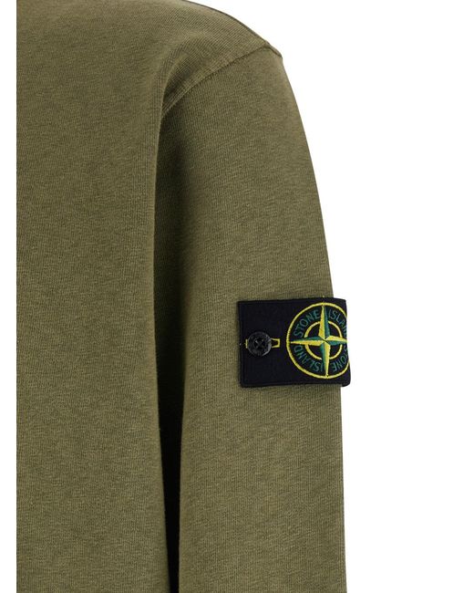 Stone Island Green Crewneck Sweatshirt Cotton Sweatshirts for men