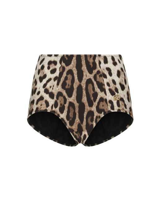 Dolce & Gabbana Black Leopard-print High-waisted Bikini Bottom