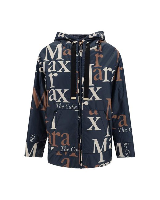 Max Mara Blue Reversible Hooded Padded Jacket