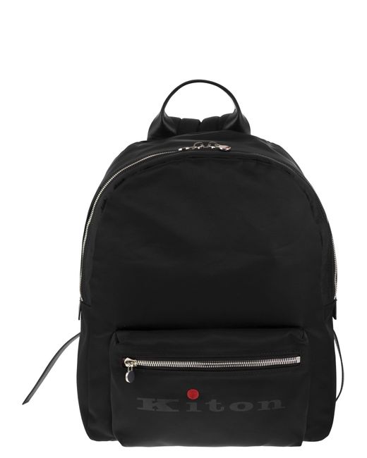 Kiton Black Backpack With Logo for men