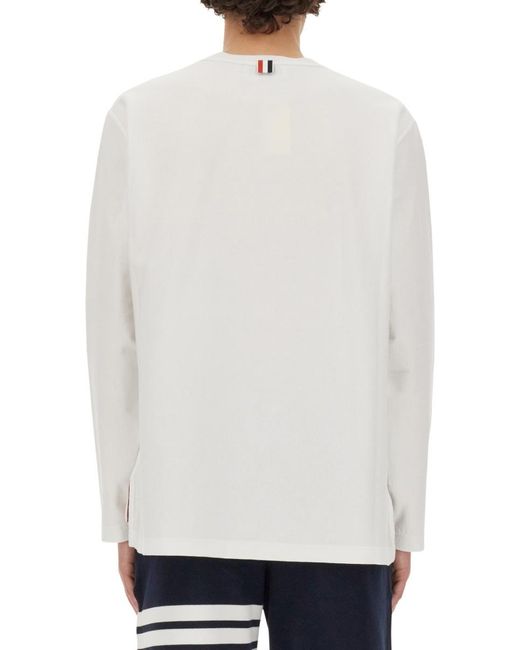 Thom Browne White T-Shirt With Logo for men