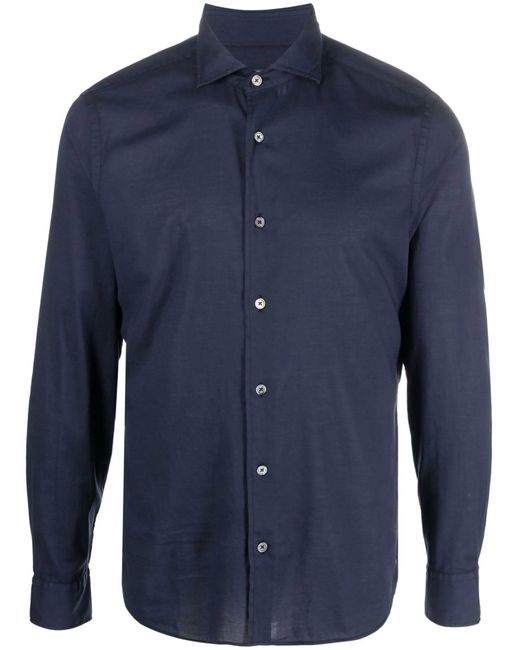 Fedeli Blue Cotton Shirt for men