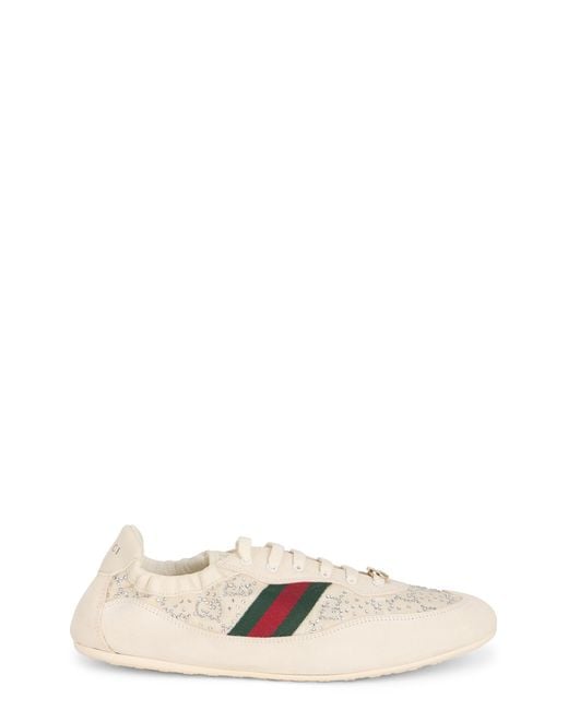 Gucci Natural Sneakers Shift Gg Crystal Calf Skin Trainers