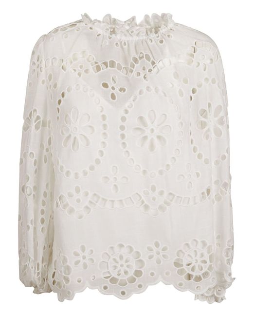 Zimmermann White Lexi Embroidered Blouse