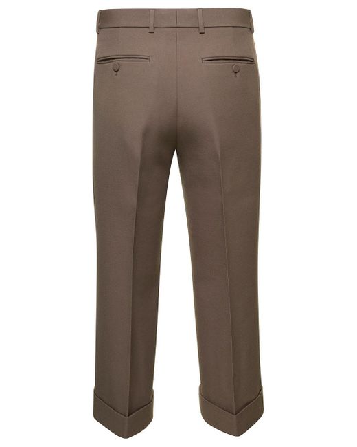 Gucci Gray Textured Gabardine Cropped Trousers for men