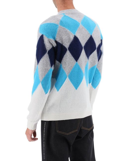 Moncler Genius Blue Wool And Cashmere Argyle Sweater for men