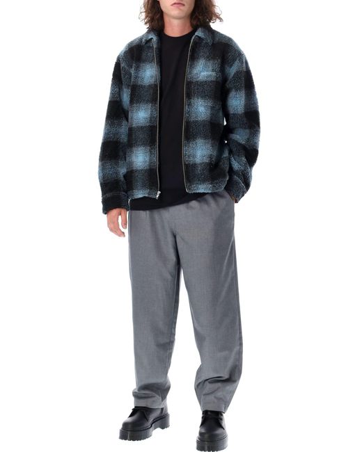 Stussy Shadow Plaid Sherpa Zip Shirt in Blue for Men | Lyst