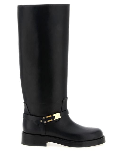 Elisabetta Franchi Black Logo Strap Boots