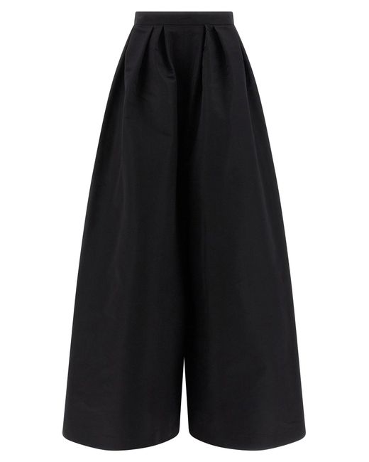Carolina Herrera Blue Silk Faille Pleated Palazzo Pants