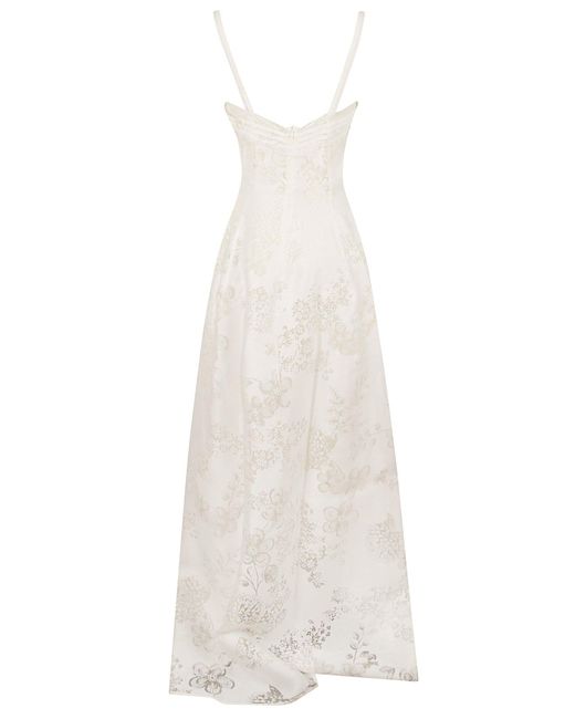 Ermanno Scervino White Floral Lace V-Neck Long Dress
